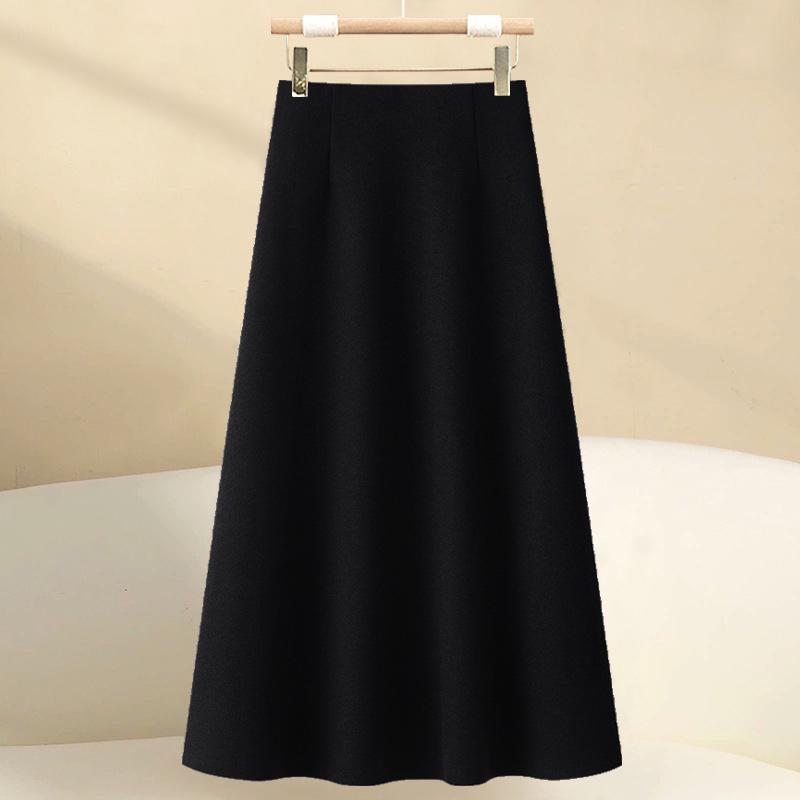 

2025 Stylish High-Waisted A-Line Grey Woolen Half-Skirt for Women – Slimming, Hip-Hugging Autumn/Winter Fashion 29/XL for 116-125 pounds