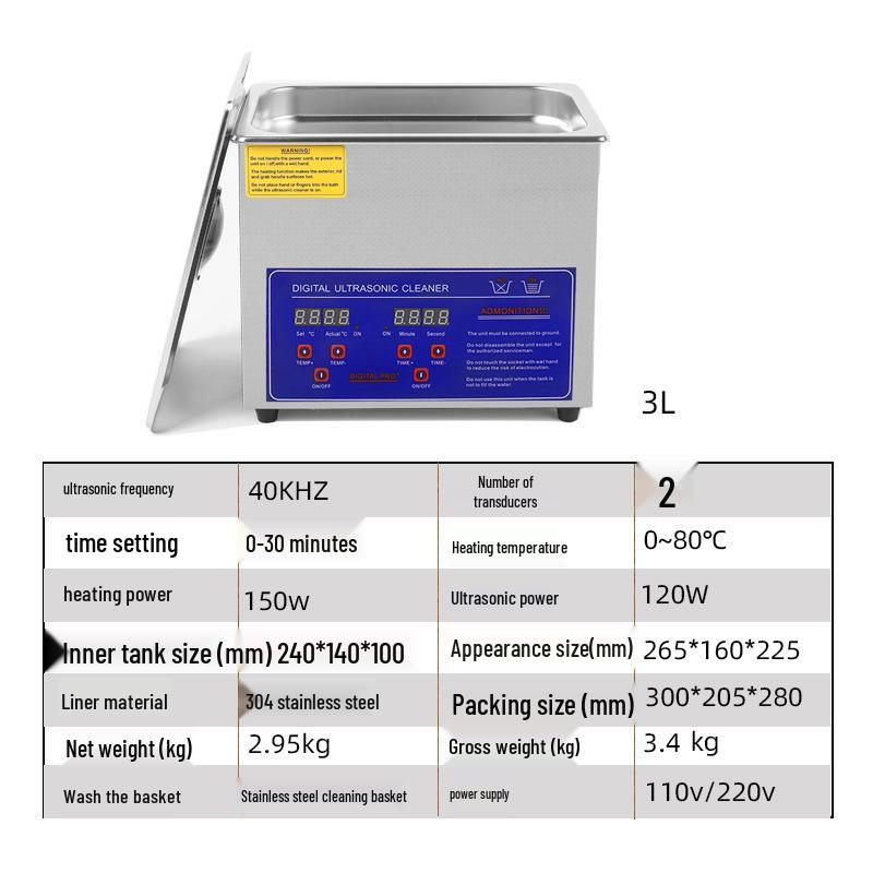 Compact Ultrasonic Cleaner for Industrial Parts & Dental Labs