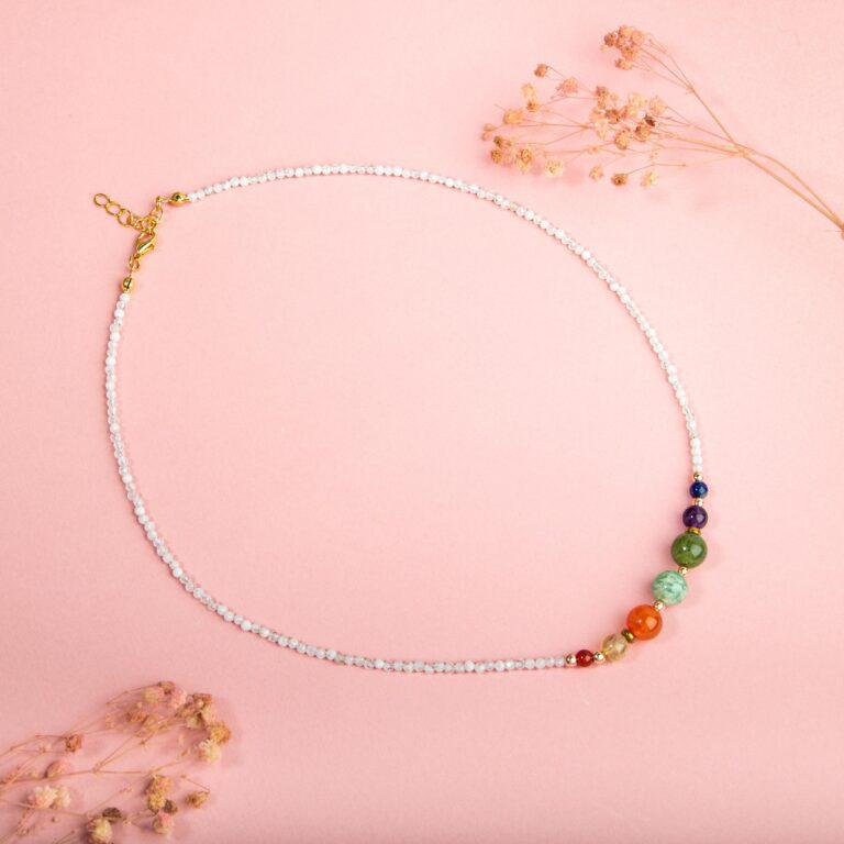 Collier Femmes – 10 Perles D'agate Rubanée 8mm, Chaîne Inox, Neuf Avec étiquettes, Bijou Naturel