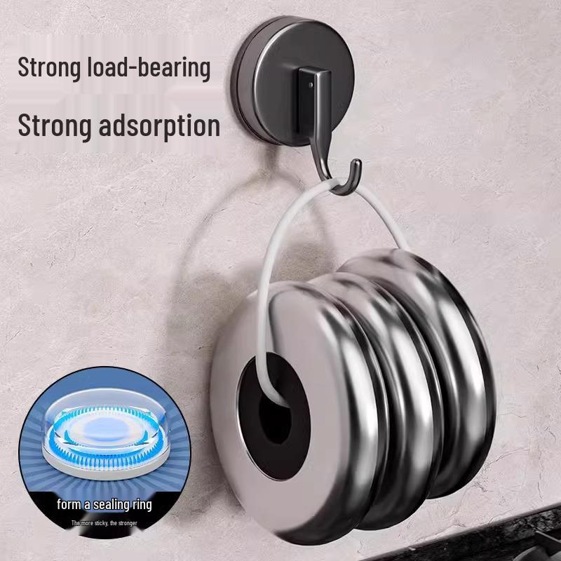 Adhesive Hooks for Kitchen & Bathroom - Punch-Free, Traceless & Vacuum Load-Bearing