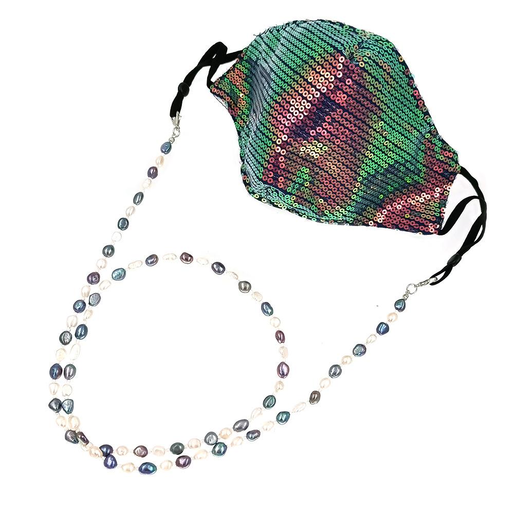 Cross-Border New Natural Freshwater Genuine Pearl Baroque Style Unisex Alloy Geometric/Plaid Lanyard Necklace Badge Sweater