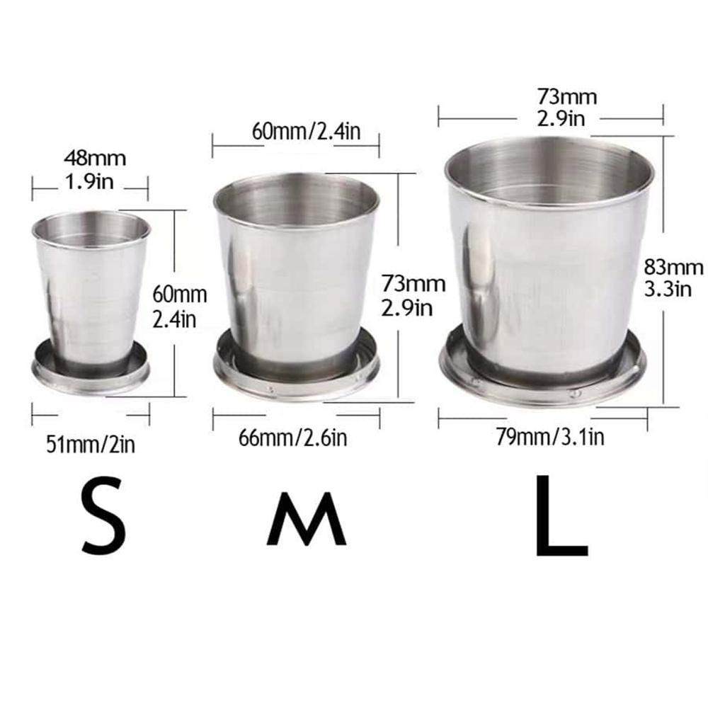

Stainless Steel Travel Carry-On Outdoor Wine Glass Portable Telescopic Water Cup Folding Wine Teacup Large Small And Medium-Size S 75ML