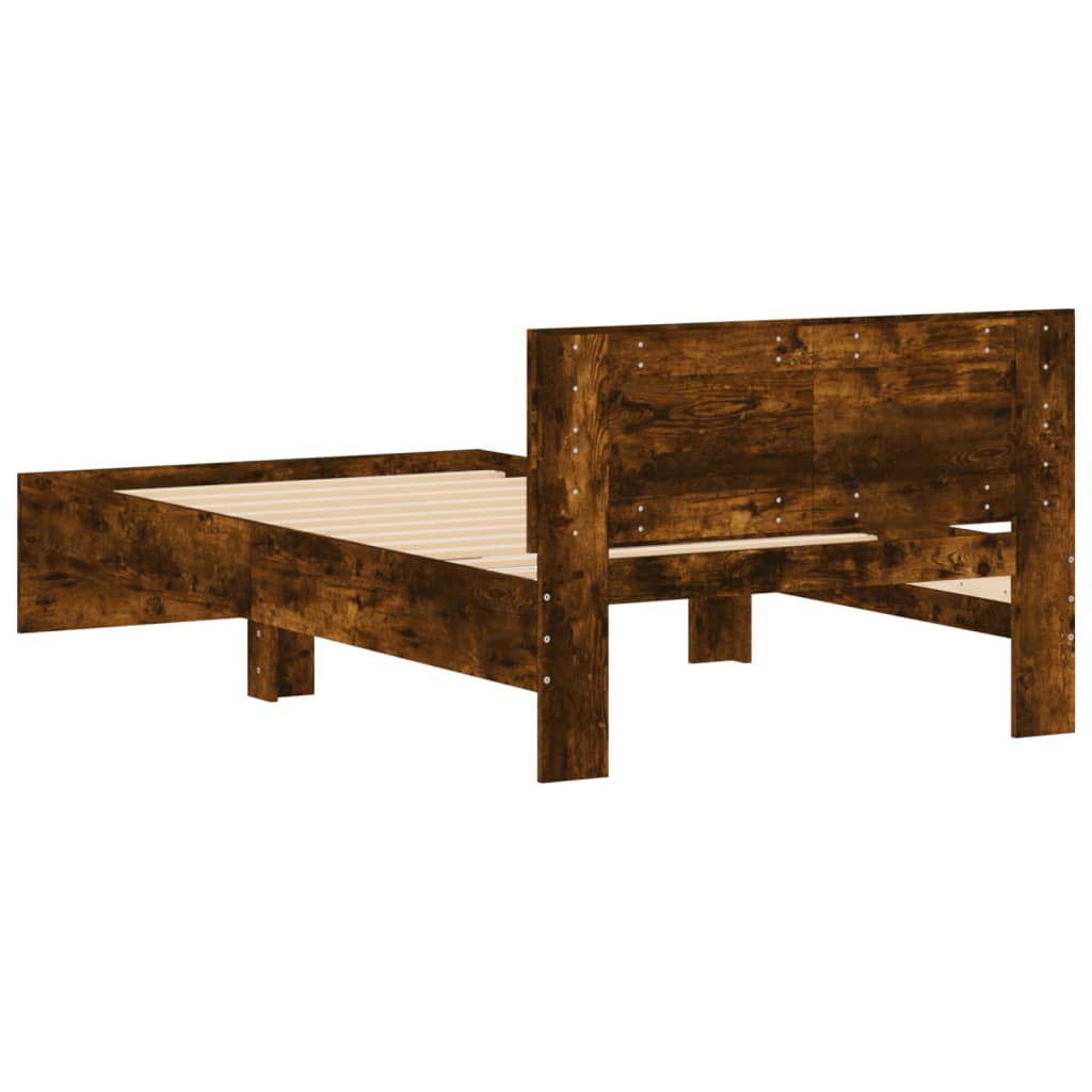 Bed Frame with Headboard Smoked Oak 100 x 200 cm Wood Based Material