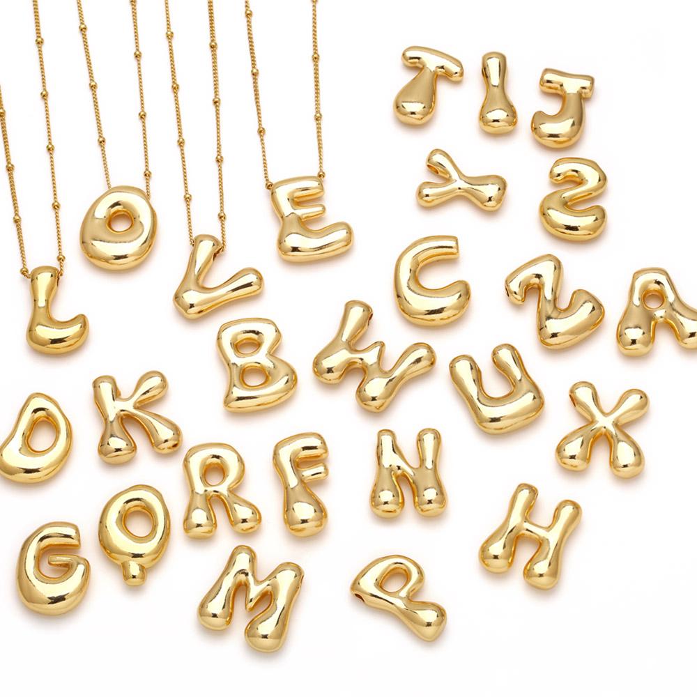 

FLOLA Посеребренные Ожерелья с Подвесками в Виде Пузырчатых Букв Для Женщин Буква Имени A-Z Ожерелье Индивидуальное Имя Медные Украшения nkeq63 A