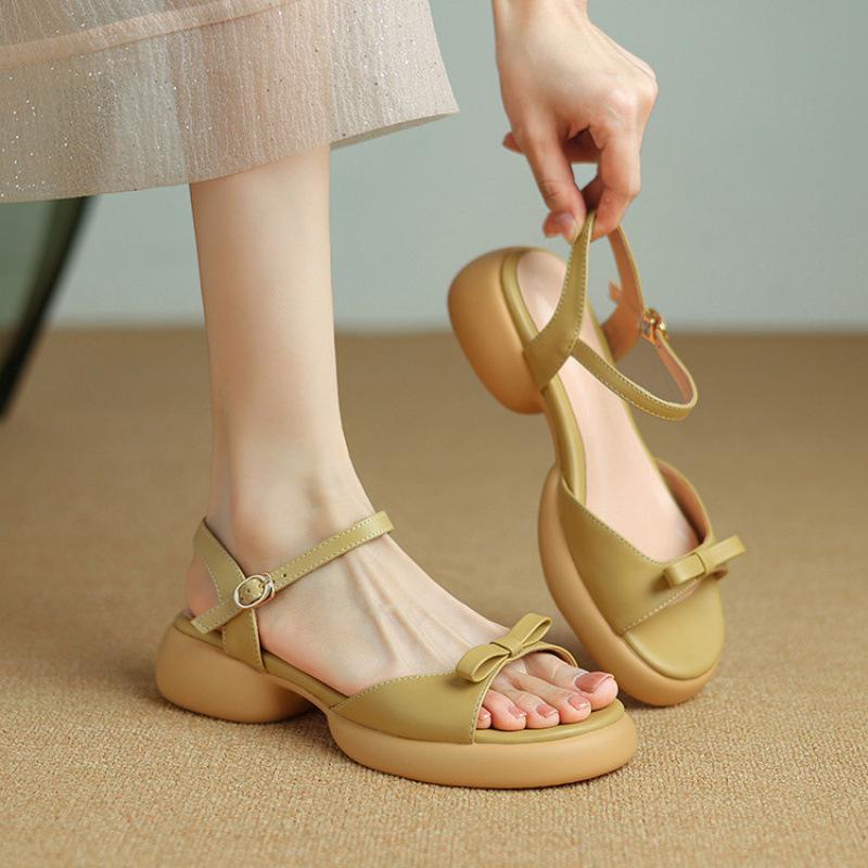 

New platform sandals women s summer women s Roman sandals casual solid color large size shoes buckle soft sole women s shoes round head 39