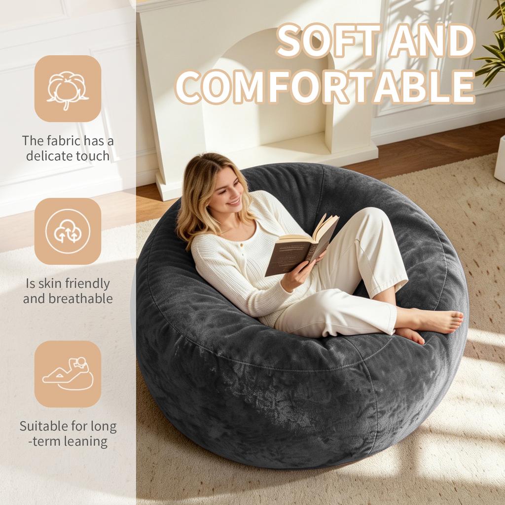 4FT Bean Bag, Bean Bag Chair, Sofa for Adults, Soft and Comfortable Reading Chair, Suitable for Bedrooms, Balconies and Other Places
