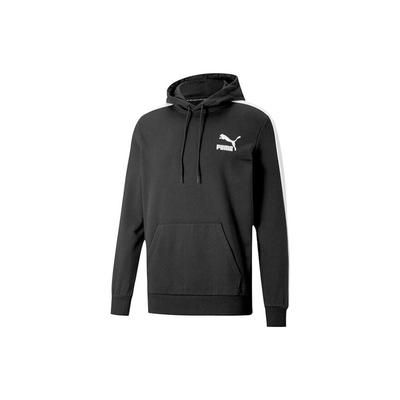 Puma Bluza z kapturem z nadrukiem logo w jednolitym kolorze z długim rękawem męska czarna 531354-01