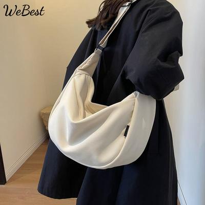 Centenas de Bolsas de Lona Simples e Fashion Texturizadas Grande Capacidade para o Dia a Dia Design de Nicho Lazer Ombro Transversal Bolsa Dumpling