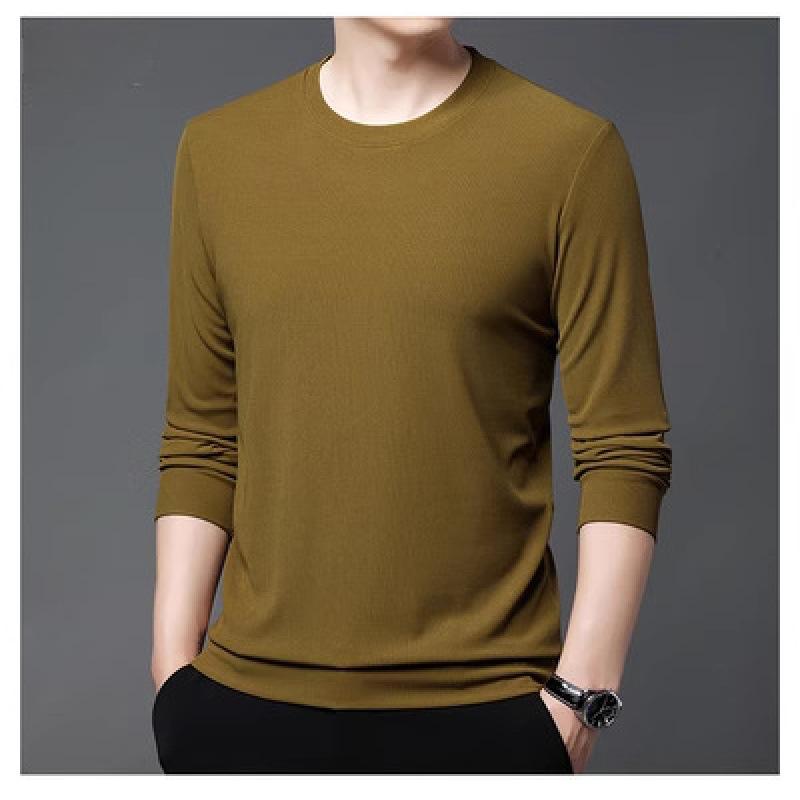 Hanorac pentru bărbați, primăvară, secțiune subțire nouă, bărbați tineri și de vârstă mijlocie, tricou cu mâneci lungi, cu gât rotund, cămașă lejeră cu fundul liber