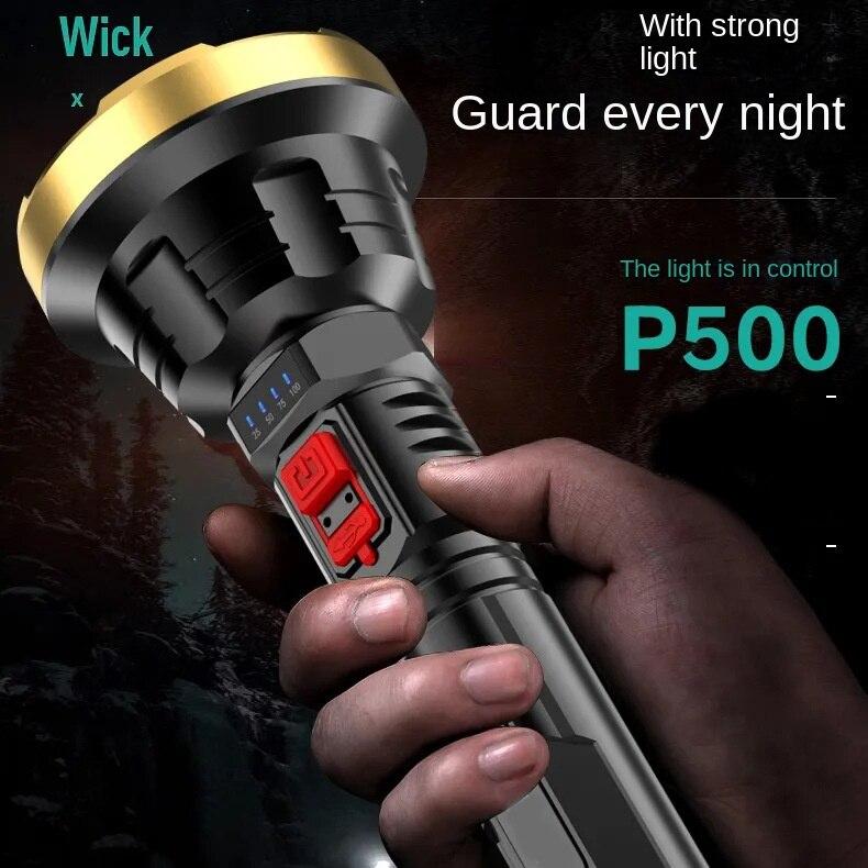 USB Rechargeable Flashlight Bright Wick Strong Light Led Flashlight Built-in Battery Light with Charging Cable