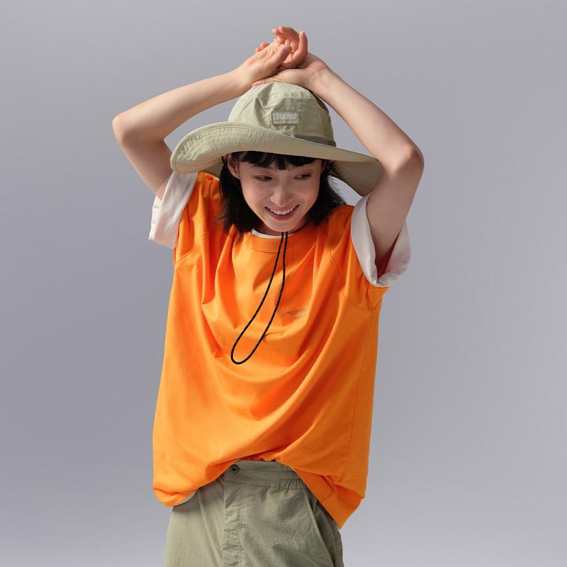 Li Ning CF Ice Silk Quick-Dry Cool Feeling Round Neck T-Shirt Unisex Tops Sunset-Orange ATSU779-7