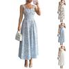 Maxi-robe d'été décontractée pour femme sans manches, dos nu, imprimé floral, avec bretelles réglables et taille cintrée