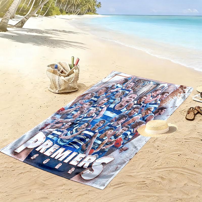Geelong Cats Print Beach Towel, Large Soft Quick Dry Towel for Beach Camping Swimming