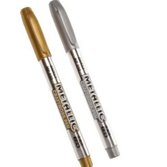 BaoKe MP550 Metallic Gold & Silver Marker Pens for Craft, Signature, Greeting Cards & Photo Albums