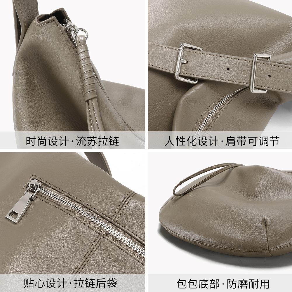 Bag 2025 New First-layer Cowhide Dumpling Bag Fashionable Large-capacity Tote Bag Versatile Soft Leather Shoulder Messenger Bag