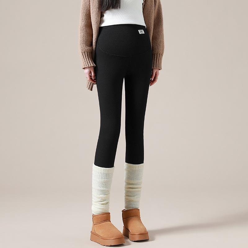 Fleece-Lined Plus Size Maternity Pants for Petite Women - Thick Winter Warmth, Spring/Summer Wearable, Lamb Fleece XL (115-125 Jin)
