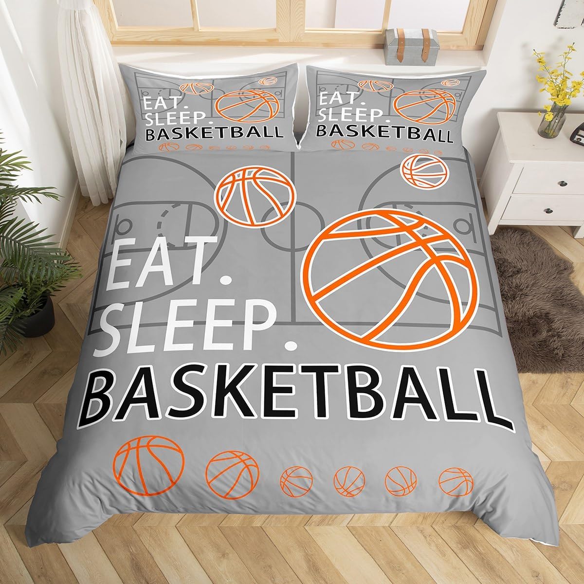 

Comforter Basketball King Size Ball Sports Bedding Set Heart Barketball Print Comforter For Kids Boy Teen Room Decor Comforter (quilt)-EU Single(135*200cm)3pcs