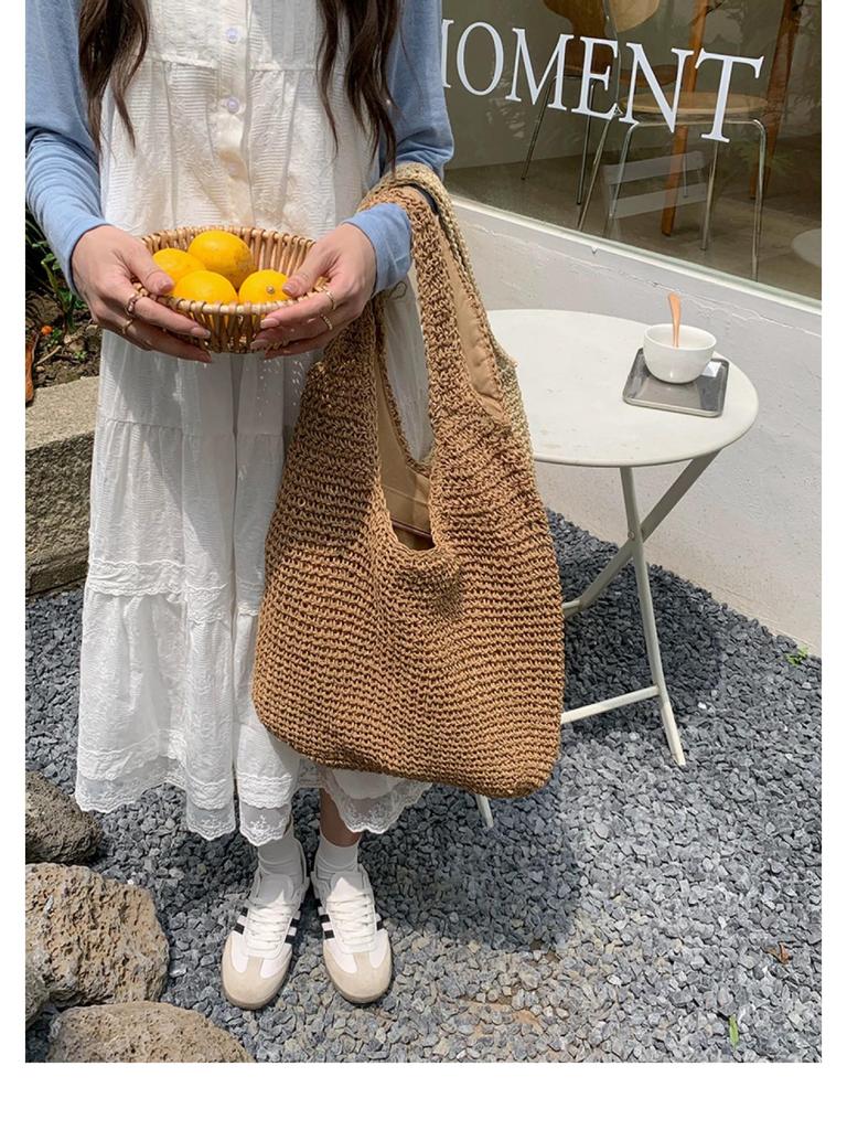 Stylish Large Capacity Straw Woven Beach Tote Bag
