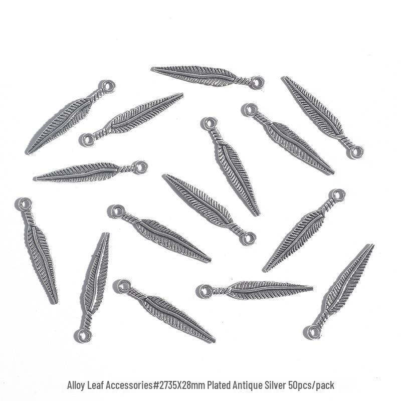 Handmade Antique Silver Leaf Jewelry Accessories for DIY Bracelets and Necklaces.