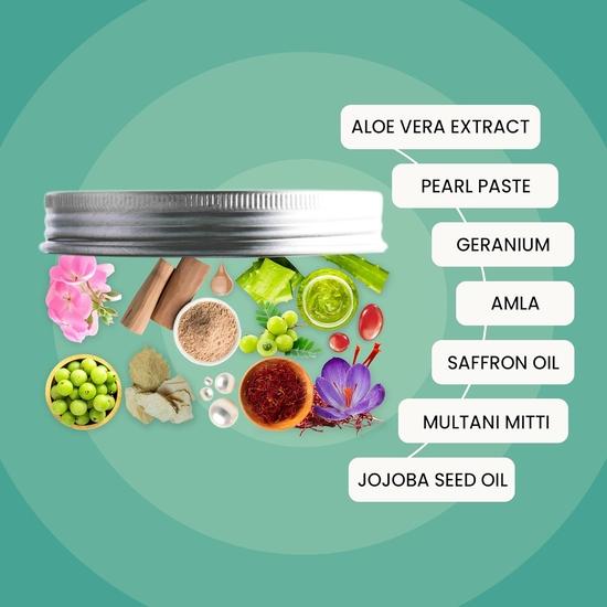 WILD OAK Under Eye Clay Mask | Brightens Dark Circles, Fades Fine Lines & Eye Puffiness | Geranium, Sandalwood | Visible Results In 30 Days | 50G