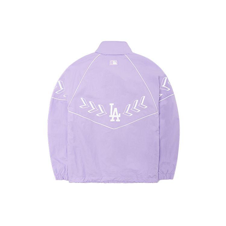 MLB Contrast Color Zipper Stand Collar Jacket Unisex Jackets Purple 3AWJS0221-07LDL