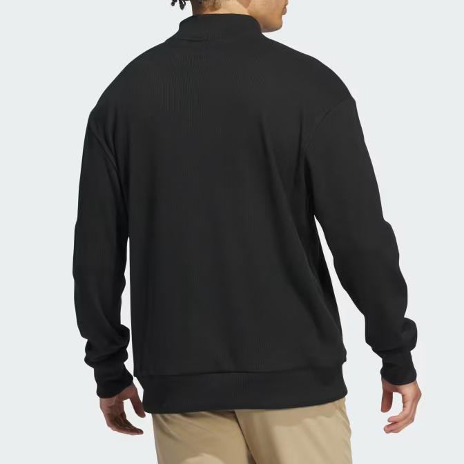 Adidas Comfortable Solid Color Casual Pullover Long Sleeve Polo Shirt Men Tops Black IW6716