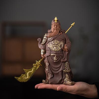 Ceramics God of Wealth Guan Gong Sculptures and Statue Chinese Characteristic  Home Room Office Table Decoration and Accessories