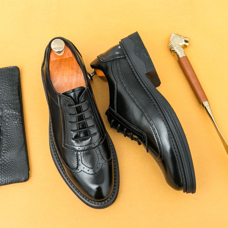 Fashion Men Business Formal Leather Shoes Black Brown American Casual Comfortable Elegant Fashionable Retro Leather Shoes Banquet Shoes
