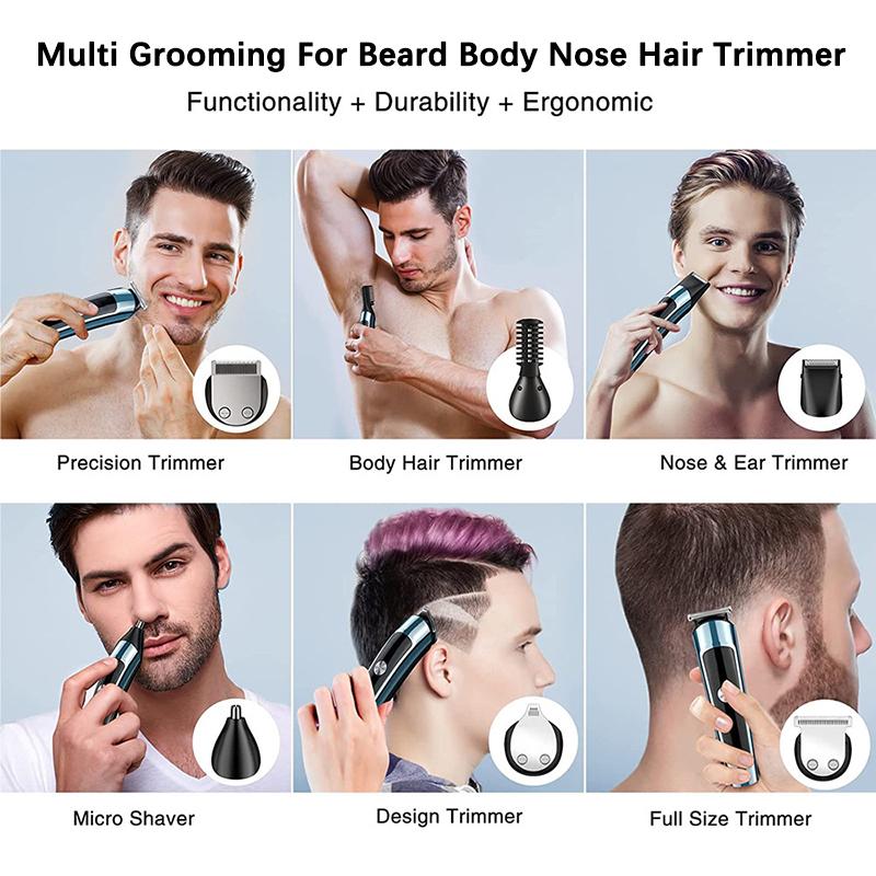 6 IN 1 Multi Grooming Kit For Men Rechargeable Beard Shaver Cordless Trimmer Hairs Cutting Clippers Body Ear Nose Hair Groomer