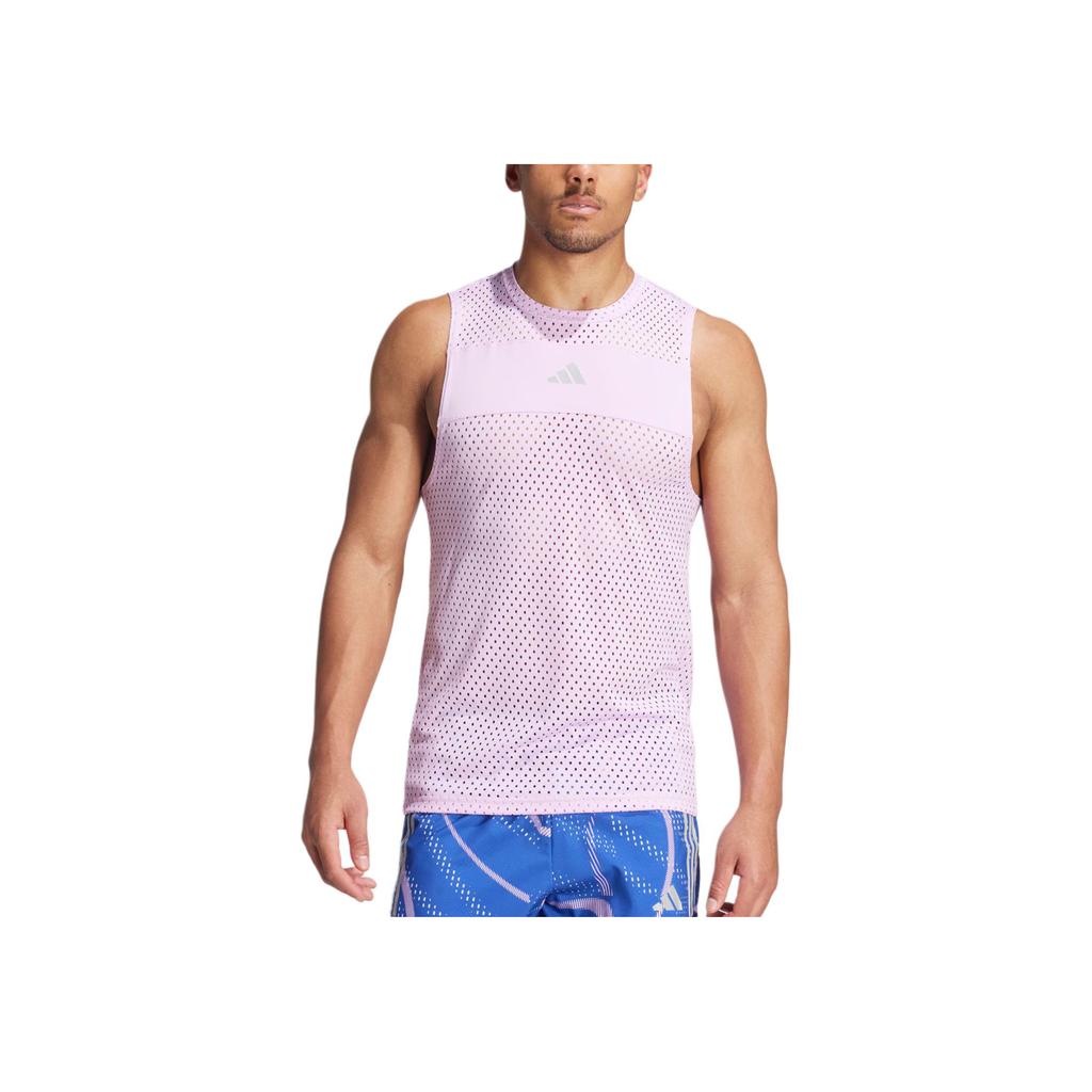 adidas Canotta Rompi la Norma Sport da Corsa Vest Slim Fit Top da Uomo Viola Chiaro Blu Mezzo Fluorescente IQ3831