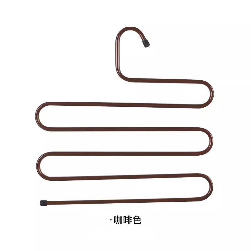 Multi-layer S-type pants hanging multi-functional pants clip wardrobe scarf rack, wrought iron sprayed magic pants storage hanger pants rack s type