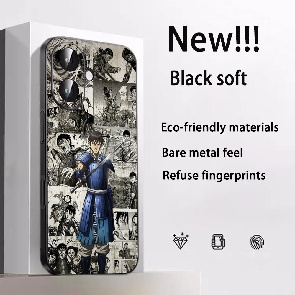 Kingdom Kanki Japan Anime Pattern Phone Case For iPhone 17 16 16e 15 14 13 12 Plus Mini Pro Max Soft Black Shockproof Cover