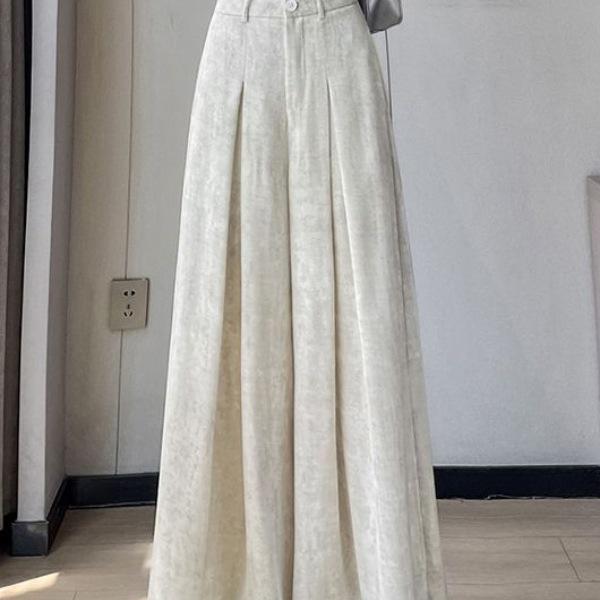 Women's Summer High-Waisted Tie-Dye Wide-Leg Floor-Length Trousers - Casual, Elegant, Thin Fabric