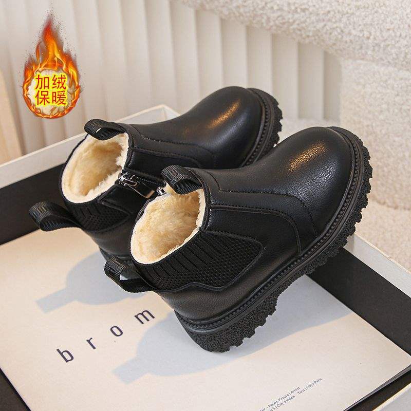 Baby Martin boots 2025 winter new men's and women's boots for 1-6 years old children's 3 casual British style velvet soft-soled boots