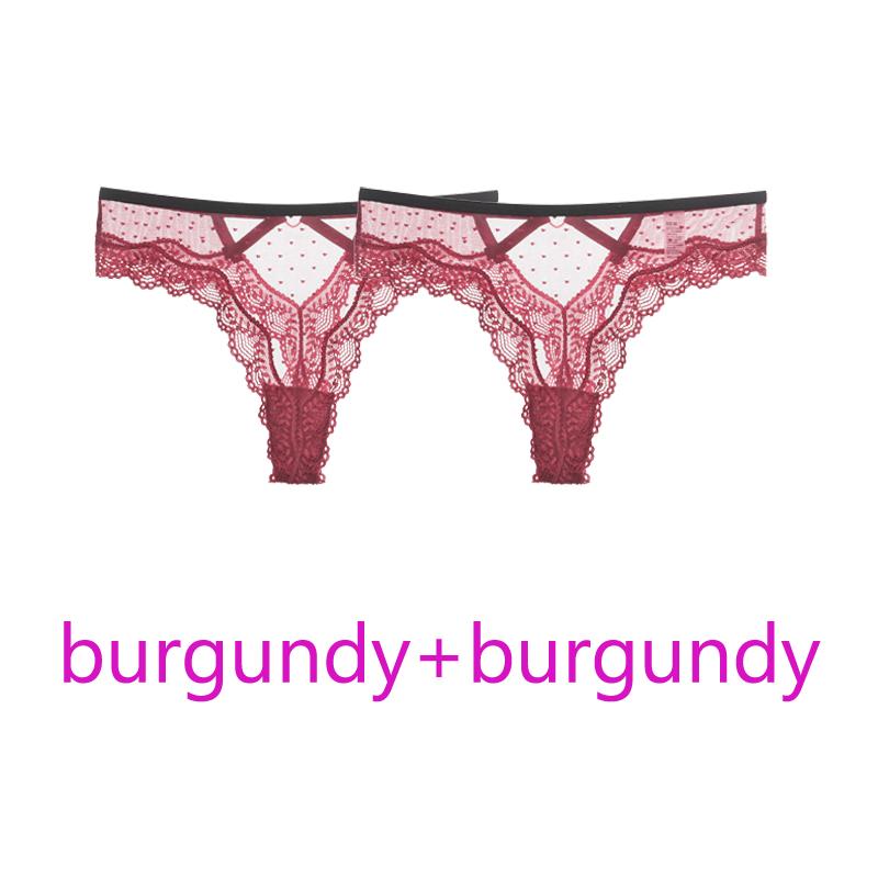 TERMEZY 2Pcs/Lot Sexy Lace Panties Women Low-waist Underwear Hollow Out Transparent Thong Female Seamless G-string Lingerie Underpant