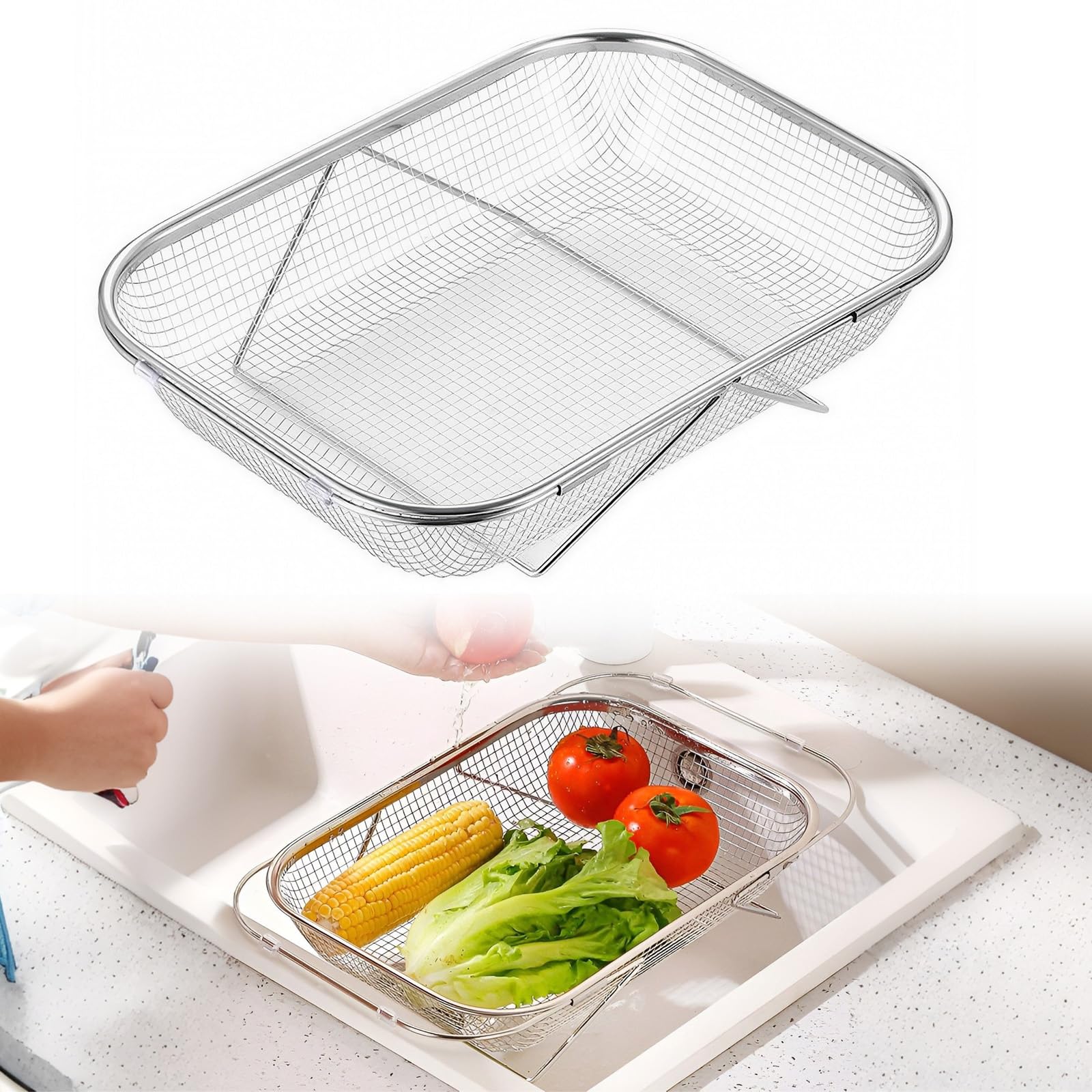 

awliye Dish drainer over the kitchen drainer expandable length large size stainless large not easily washing for washing spoons rack, sink, basket,