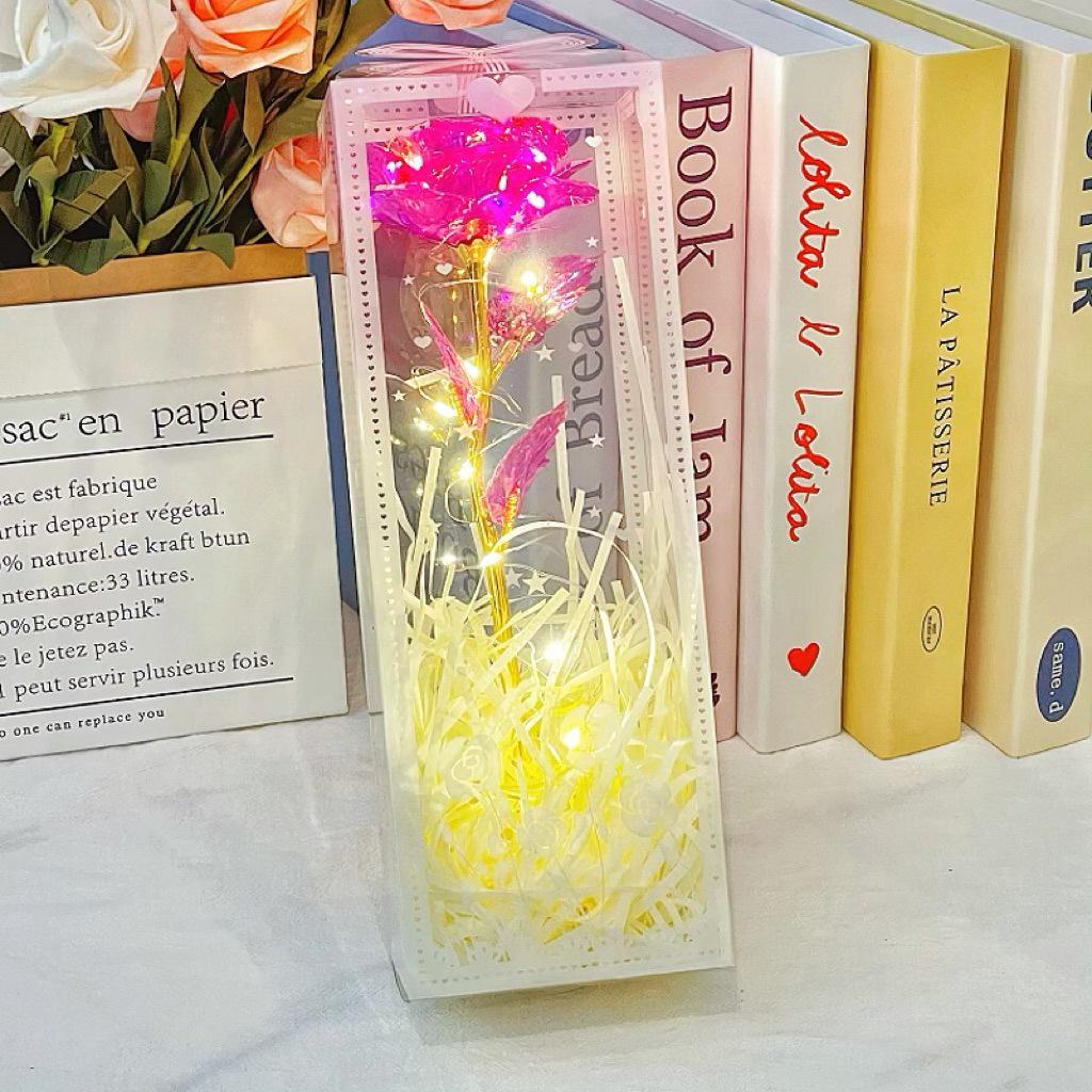 Luminous Flashing Gold Preserved Rose Bouquet – Creative Qixi Souvenir