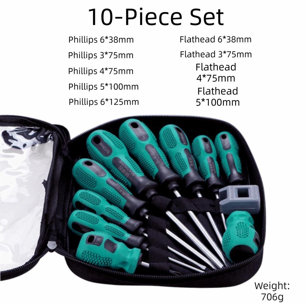 10-Piece Set Manual Screwdriver Set Multi-Function Magnetic Screwdriver  Daily Repair