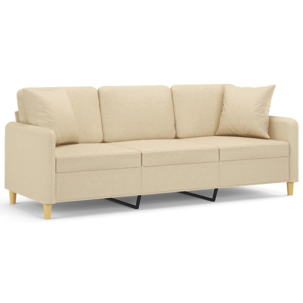 Vidaxl 3-Seater Sofa With Cushions, Cream, 180 Cm, Fabric
