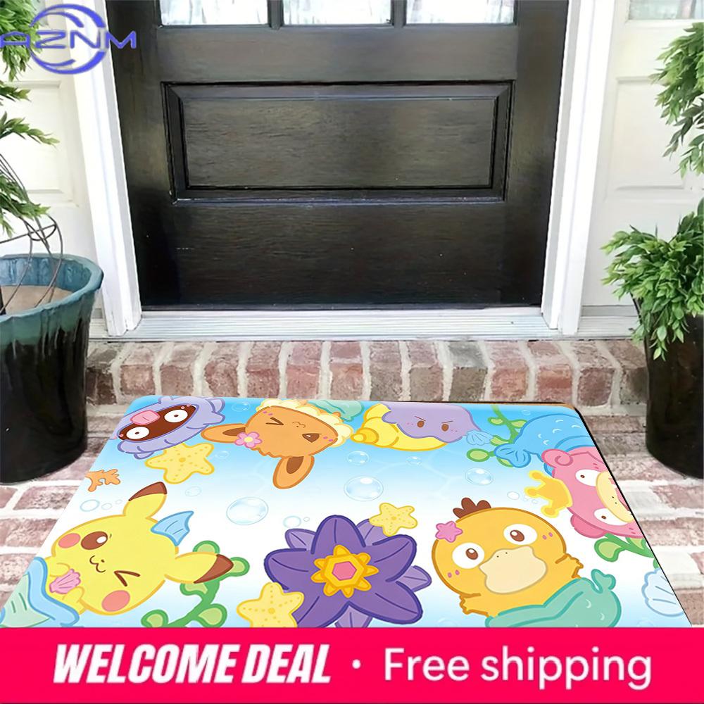 Pokemon Underwater Adventure Print Doormat Anti-slip Absorbent Floor Mat for Home Entrance Bedroom Living Room Decor