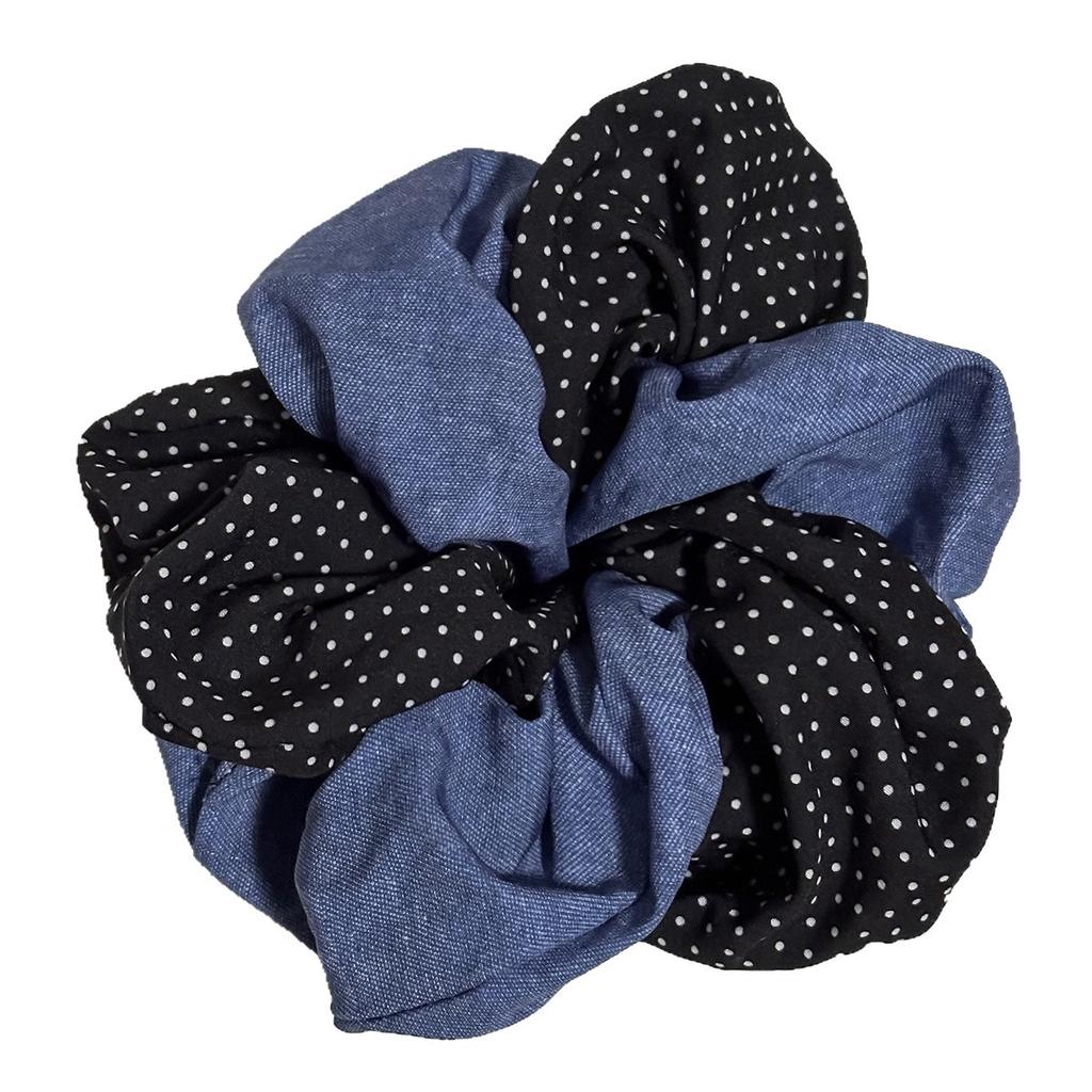 Retro Fabric Polka Dot Large Braided Hairband with Double Layers, High-end Style Braid for A Cute Ponytail Hair Tie for Girls
