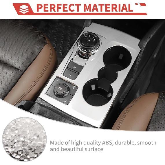 Center Console Gear Shift Cover Cup Holder Trim Compatible with Ford Bronco Sport 2021 2022 2023 Interior Accessories,Chrome