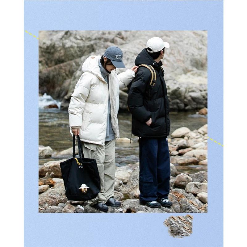 Couple's Winter Loose Hooded Solid Color Thick Warm Cotton Jacket