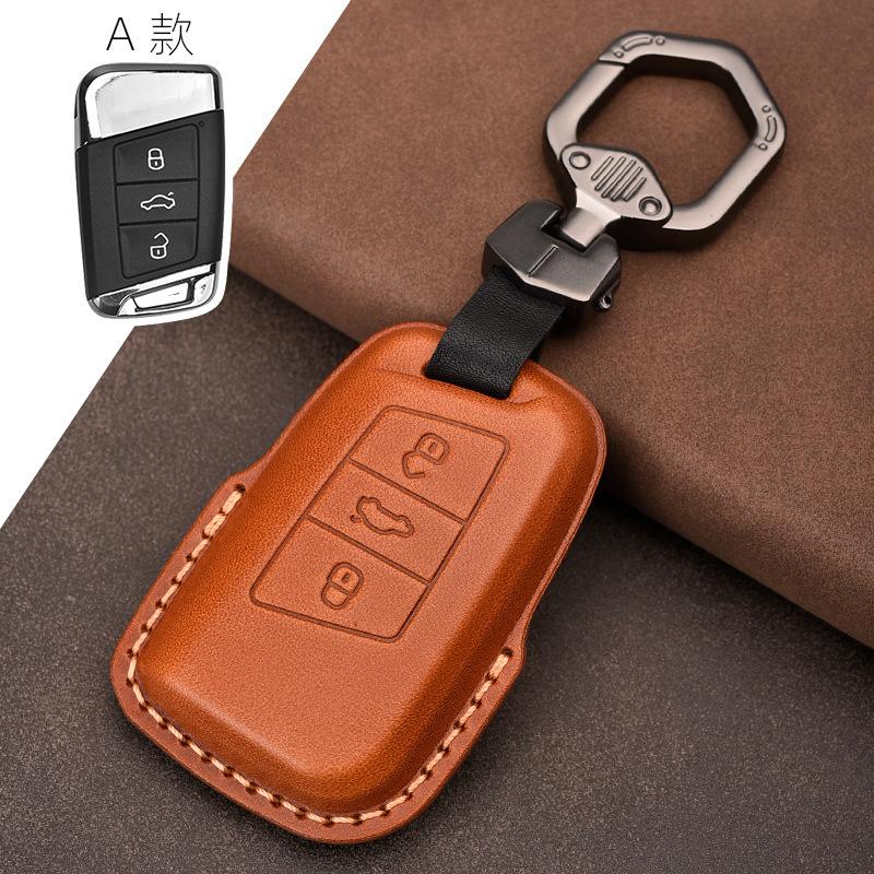 Suitable for Volkswagen Exploration Song Tuon Tuyue CC Bora 7 Golf 6 Leather Car Key Case Case Buckle Lingdu