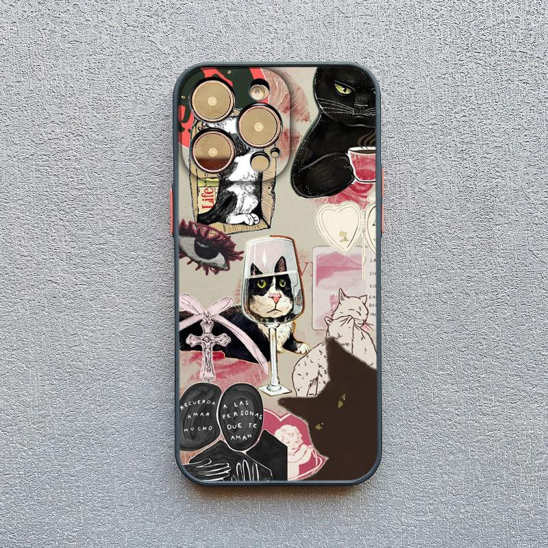 Artistic Image Stitching Black Cat Phone Case For iPhone 14 13 12 Mini 11 Pro Max 16 15 Pro Max Plus XS XR X 7 8 SE2 Back Covers