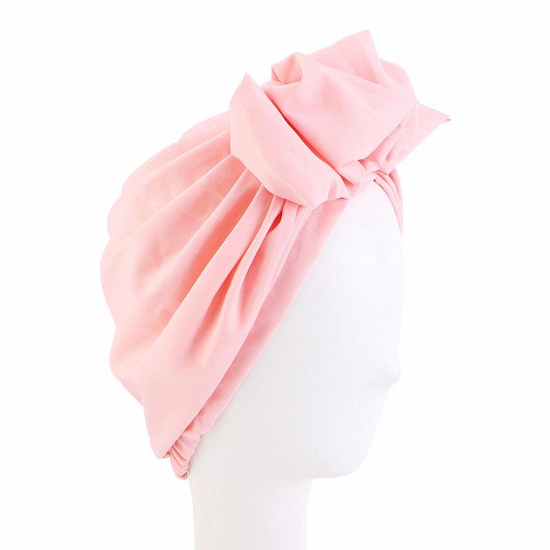 Women Bowknot Turban Elastic Beanies Pleated Chemo Cap Hijab Muslim Headwear Stretch Hair Loss Head Cover Scarf Wrap Bonnet Hat
