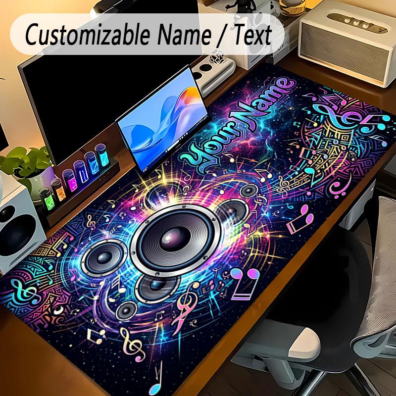 Music Theme Personalized Mouse Pad Custom Name Text Non Slip Desk Pad For Laptop Office Desktop