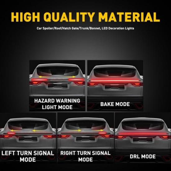 Carbon Fiber 180SMD LED Tail Car Brake Light Strip Spoiler Rear Lip Trim EOA