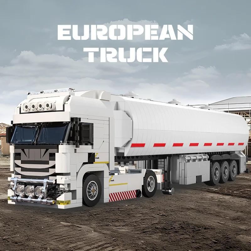 European Truck Head Building Blocks Diy Connectable Container Trailer Model Bricks Educational DIY Toys For Children's Gifts