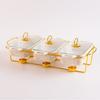 Three-grid Rectangular Ceramic Plate Soup Pot Metal Shelf Hotel Restaurant Hand-Colored Soup Pot Dry Pot Tableware Set